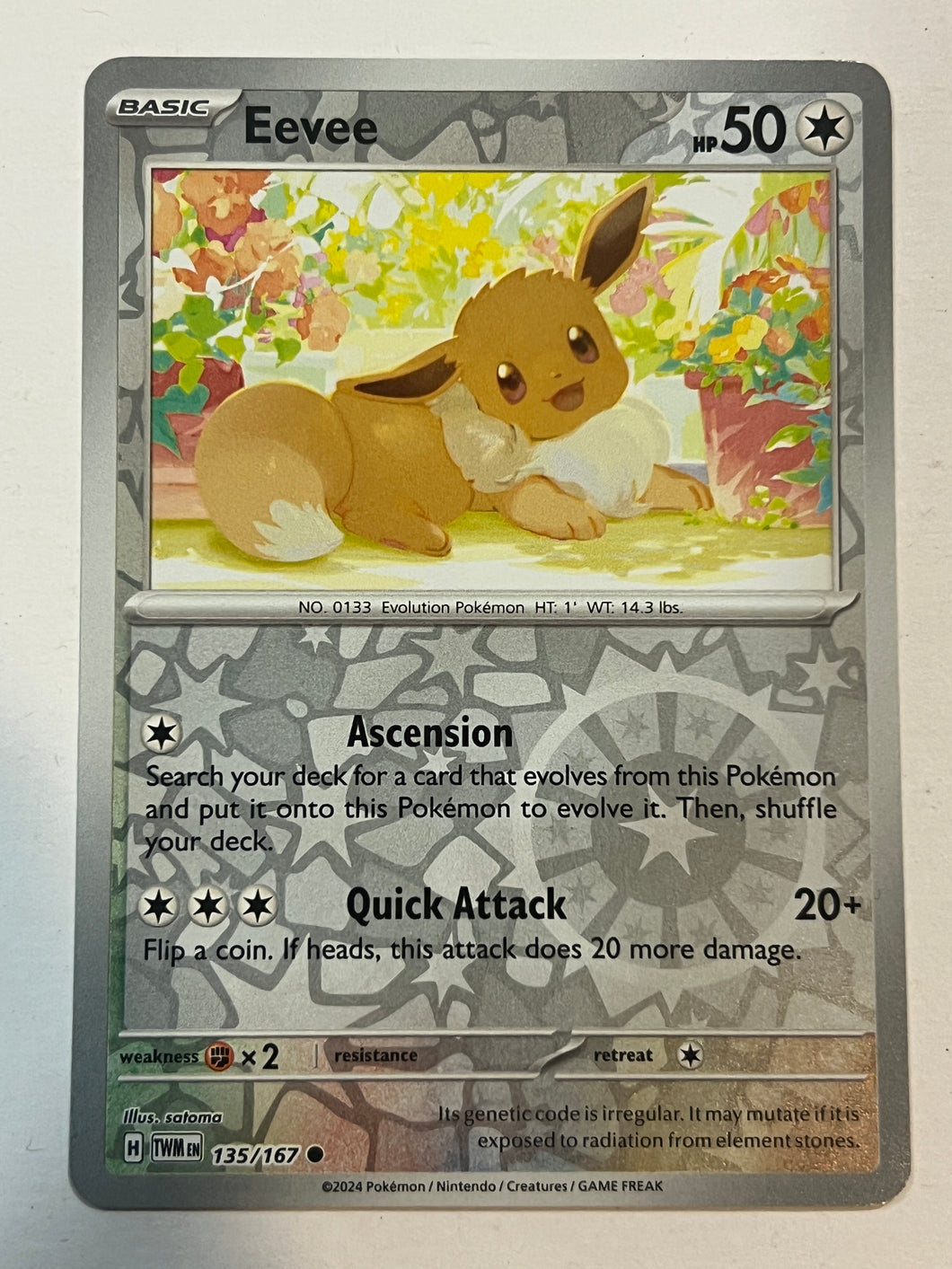 Eevee - 135/167 - Common Reverse Holo Twilight Masquerade Reverse Holo Singles