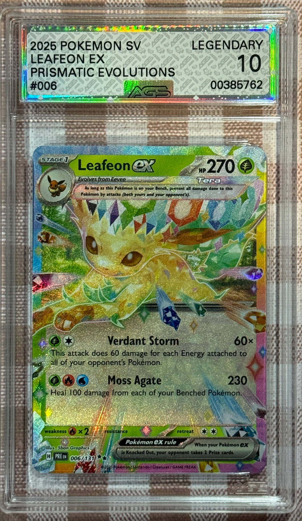 AGS LEGENDARY 10 Leafeon EX 006/131 English Pokemon Prismatic Evolutions 2025