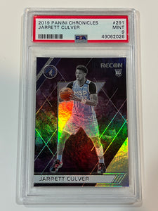 2019 PANINI JARRETT CULVER ROOKIE #291 GRADED MINT PSA 9 RC