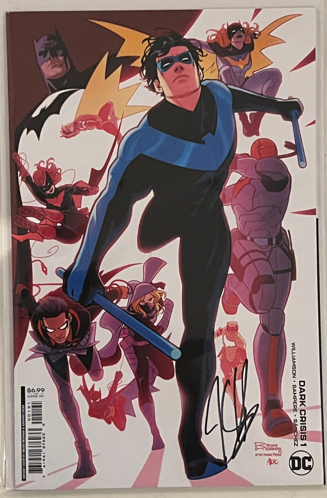 Dark Crisis #1 Bruno Redondo card stock variant signed by Joshua Williamson