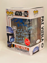 Load image into Gallery viewer, Paz Vizsla 562 Star Wars Gamestop Exclusive Funko pop signed by Tait Fletcher
