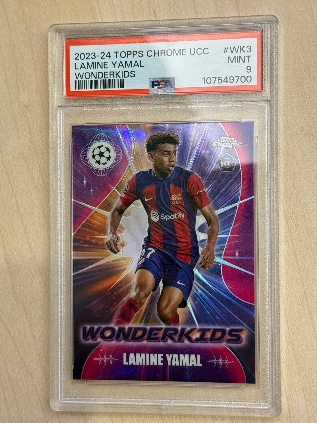 Lamine Yamal #WK3 2023-24 Tops Chrome UCC Wonderkids PSA 9 Mint