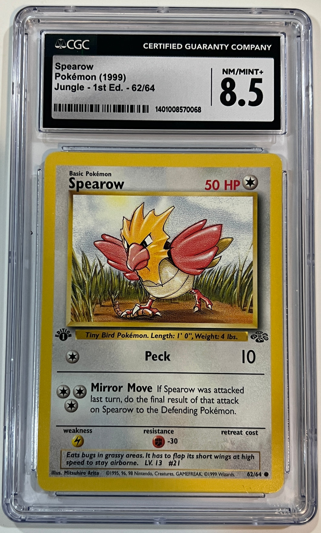 Spearow 1st edition 62/64 Jungle (1999) CGC 8.5 Mint +