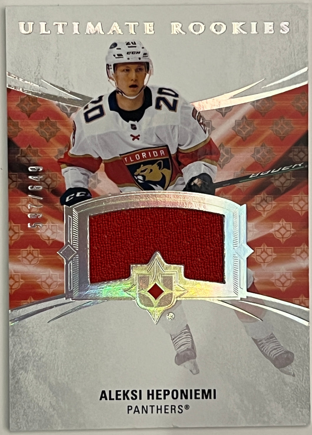 2020-21 UD Ultimate Collections Aleksi Heponiemi Rookie Jersey #597/649