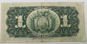 Bolivia, 1 Bolivano, 1911 (1929), VF Black Overprint