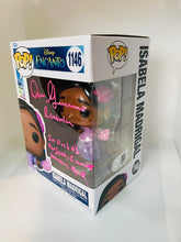 Load image into Gallery viewer, Isabela Madrigal 1146 Encanto Funko Pop signed by Diane Guerrero with quote in Pink paint Pen
