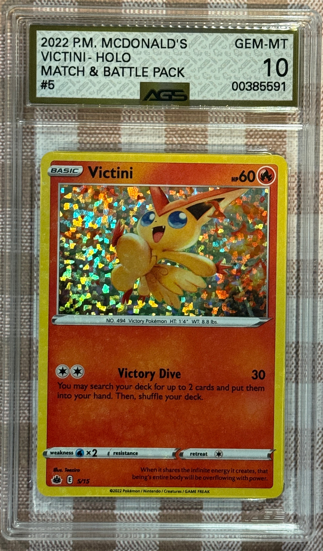 Victini Holo 5/15 McDonalds 2022 Match & Battle Packs AGS 10