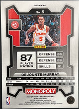 Load image into Gallery viewer, Dejounte Murray [Purple] #5 2023 Panini Prizm Monopoly
