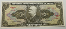 Load image into Gallery viewer, Brazil, 5 cruzeiros, ND (1962), UNC
