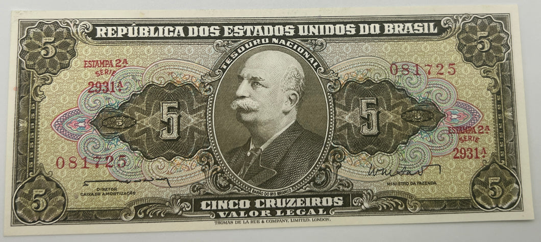 Brazil, 5 cruzeiros, ND (1962), UNC