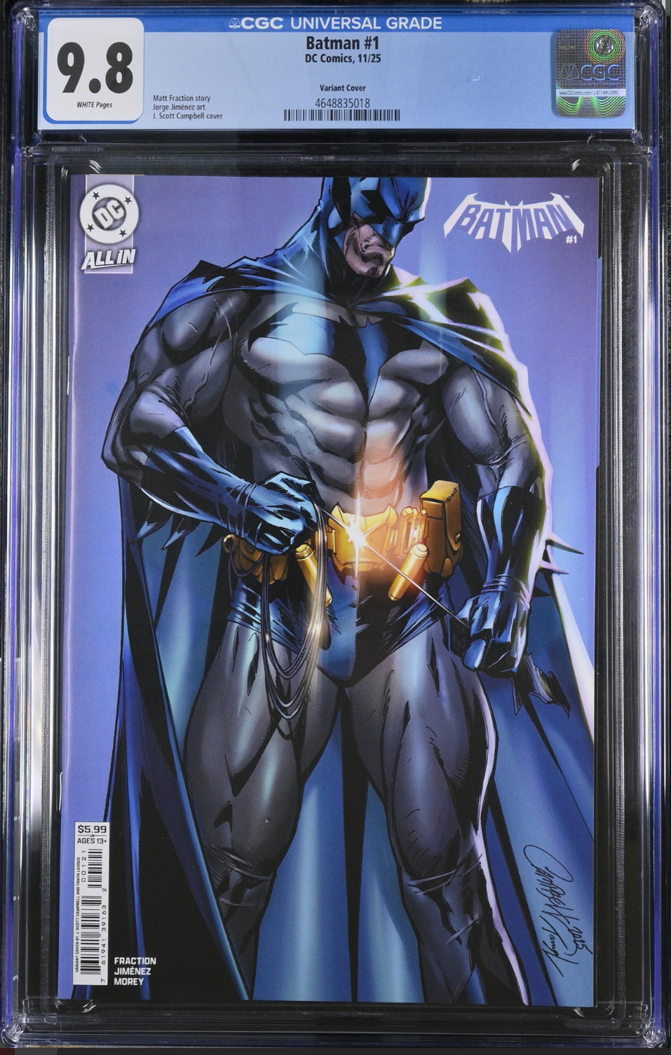 CGC 9.8 Batman #1 J Scott Campbell cover