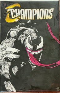 Champions #1 (Blank cover with original Venom art) signed and sketched by Gary Parkin