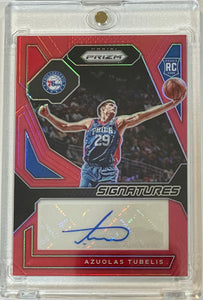 2023-24 Prizm Azuolas Tubelis Signatures Red Prizm Auto #60/99 76ers