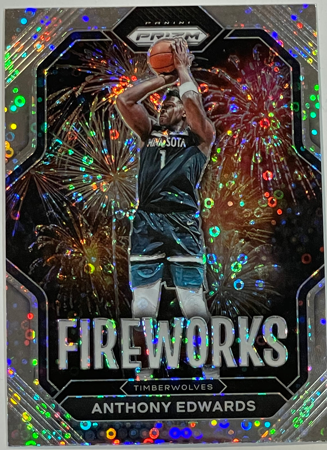 Anthony Edwards [Fast Break] #14 2022 Panini Prizm Fireworks