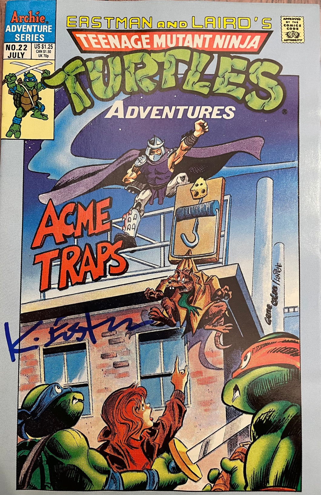 Teenage Mutant Ninja Turtles Adventures #22 signed by Kevin Eastman