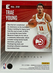 2021-22 Panini Chronicles - Essentials #310 Trae Young - Atlanta Hawks