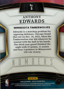 Anthony Edwards #6 2022 Panini Select Numbers