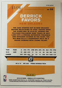 Derrick Favors [Fast Break Pink] #33 2021 Panini Donruss Optic 17/20