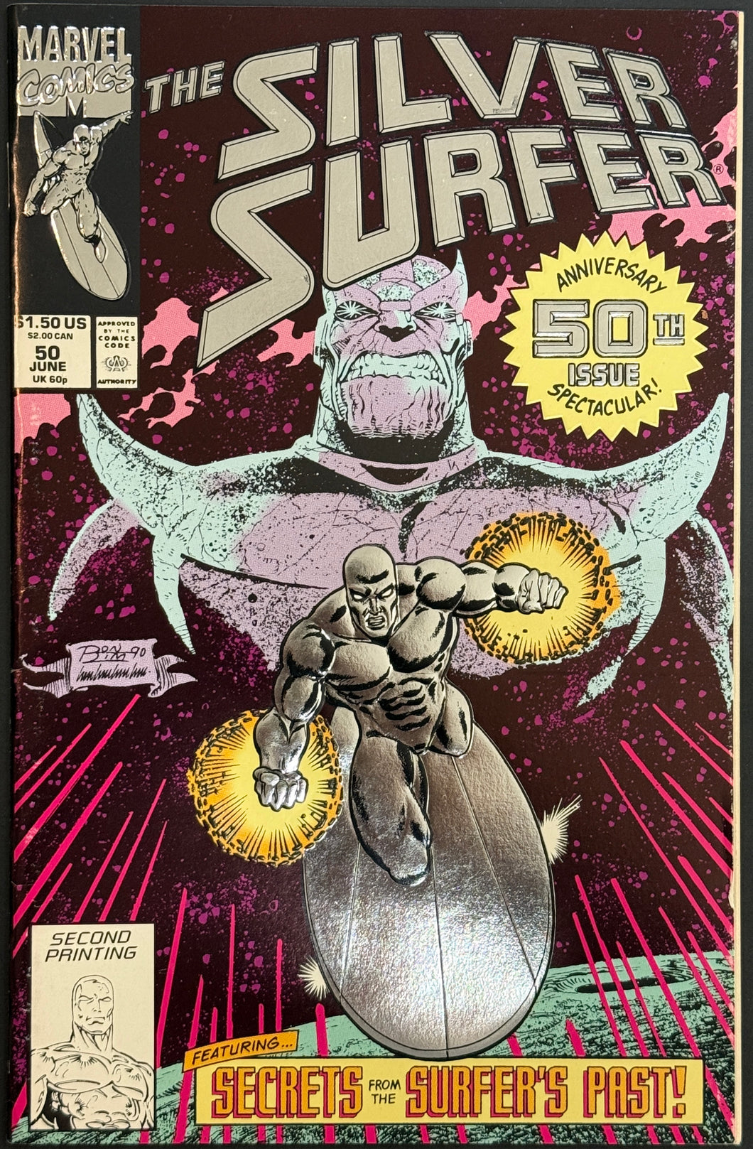 Silver Surfer #50 (Silver embossed cover, 2nd print)