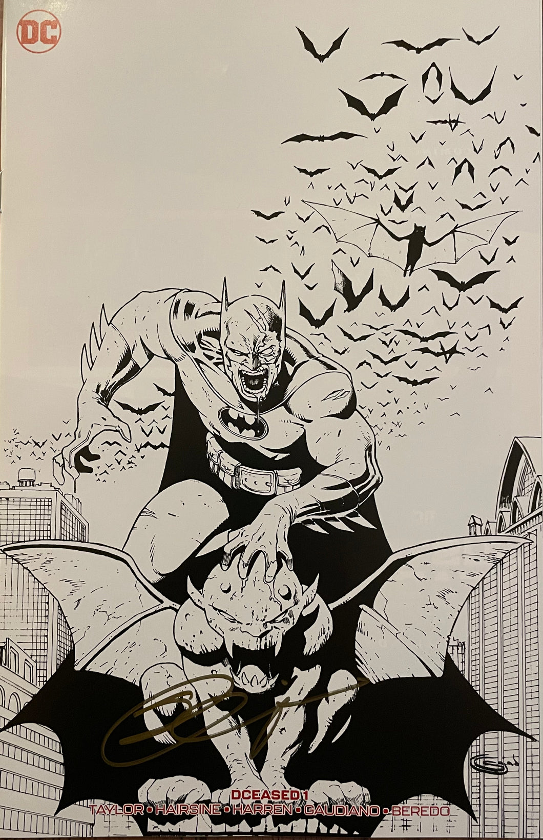 DCeased #1 Sajad Shah B&W minimal variant limited to 1,500 signed by Sajad Shah