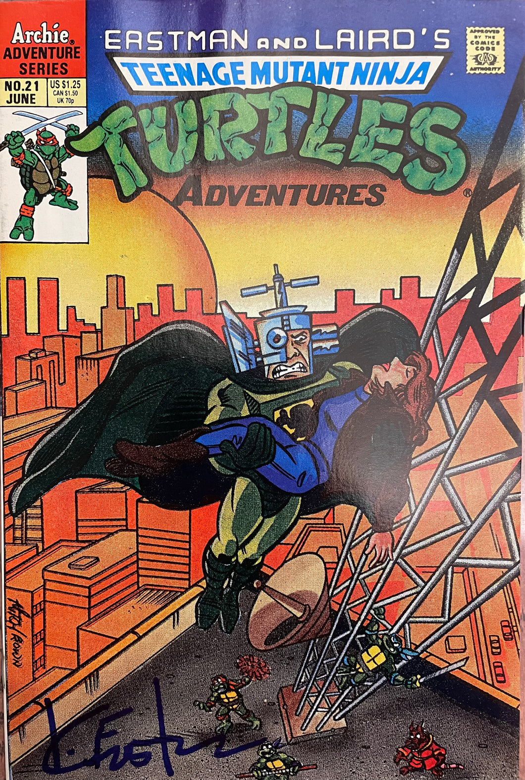 Teenage Mutant Ninja Turtles Adventures #21 signed by Kevin Eastman