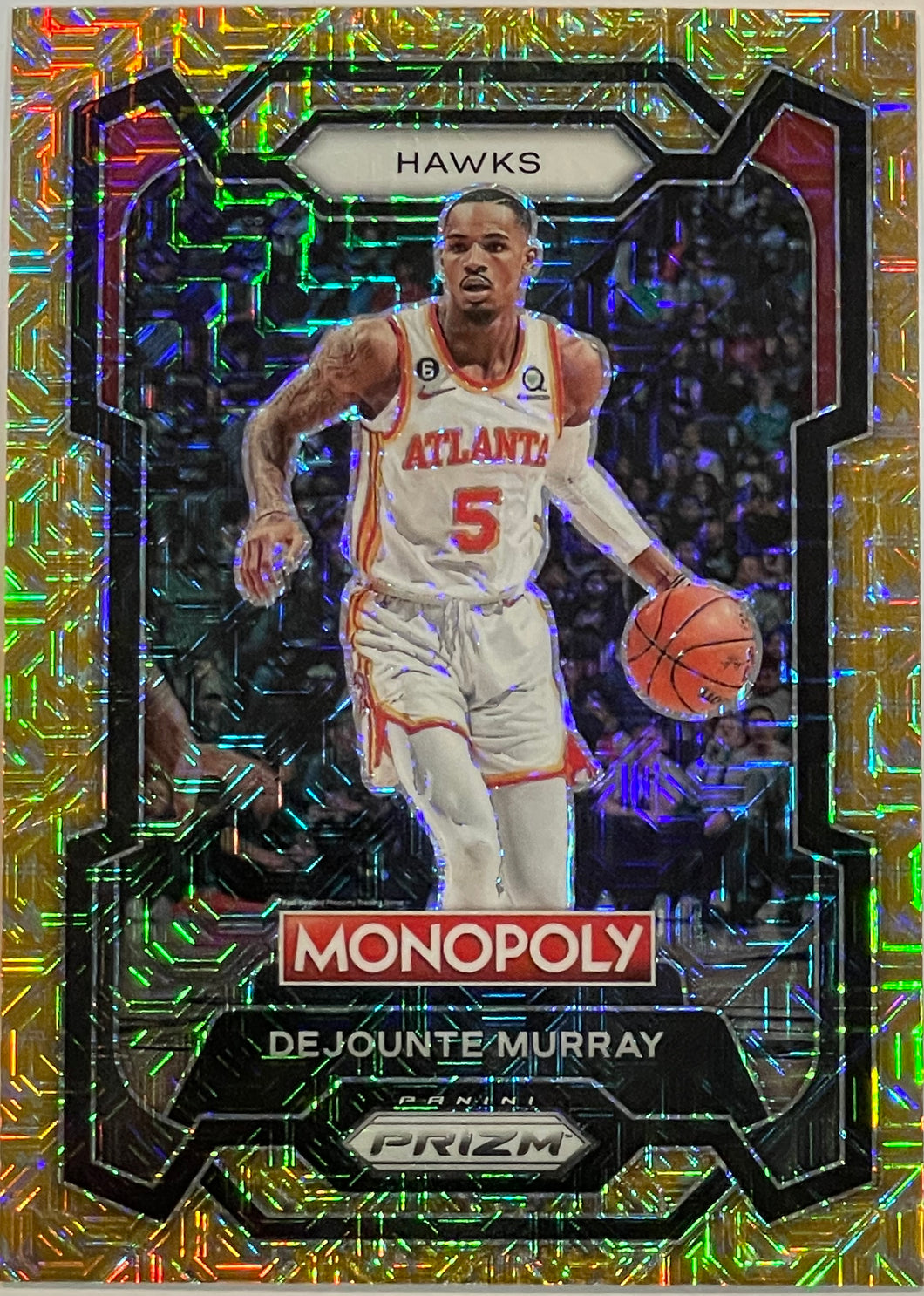 Dejounte Murray [Gold Millionaire Shimmer] #5 2023 Panini Prizm Monopoly 303/500