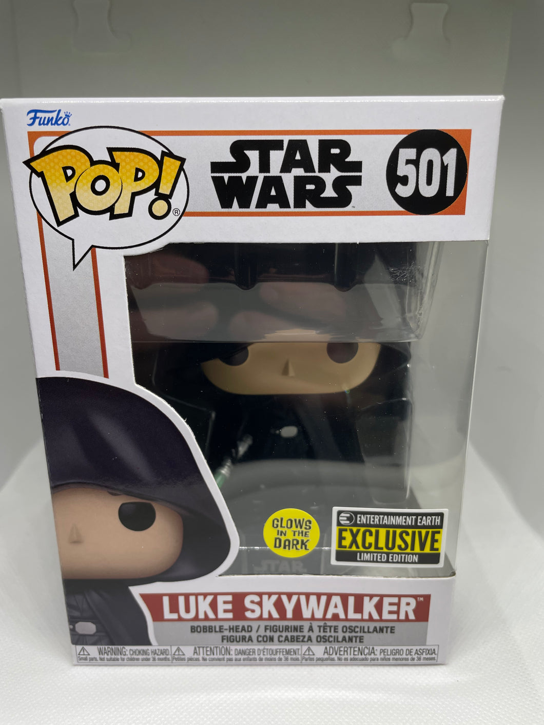 Luke Skywalker 501 Star Wars Glow in the Dark Entertainment Earth Exclusive Funko Pop