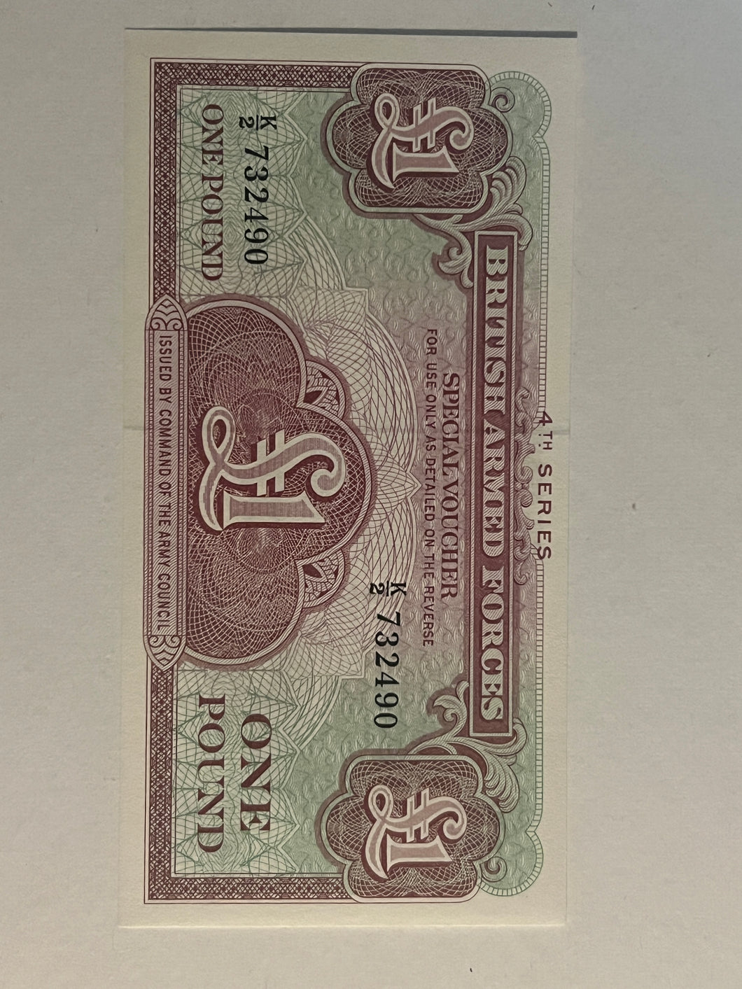 BRITISH MILITARY ARMED FORCES SPECIAL VOUCHER  £1 NOTE UNCIRCULATED 4th SERIES
