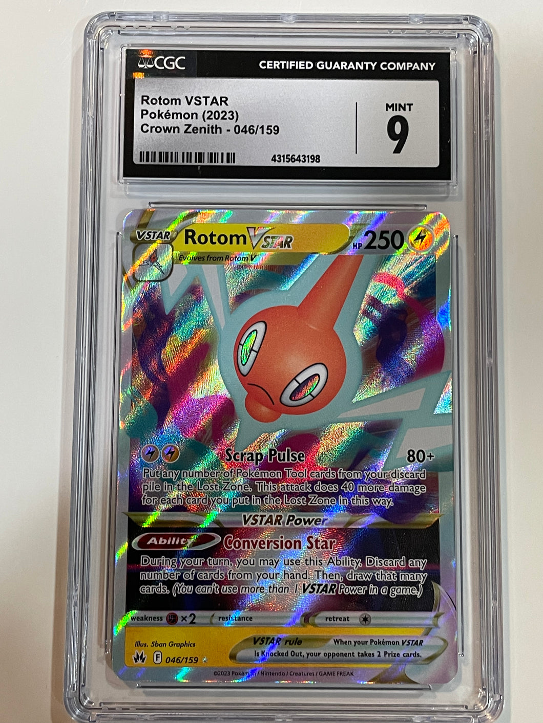 Rotom Vstar 046/159 Crown Zenith (2023) Mint 9 CGC