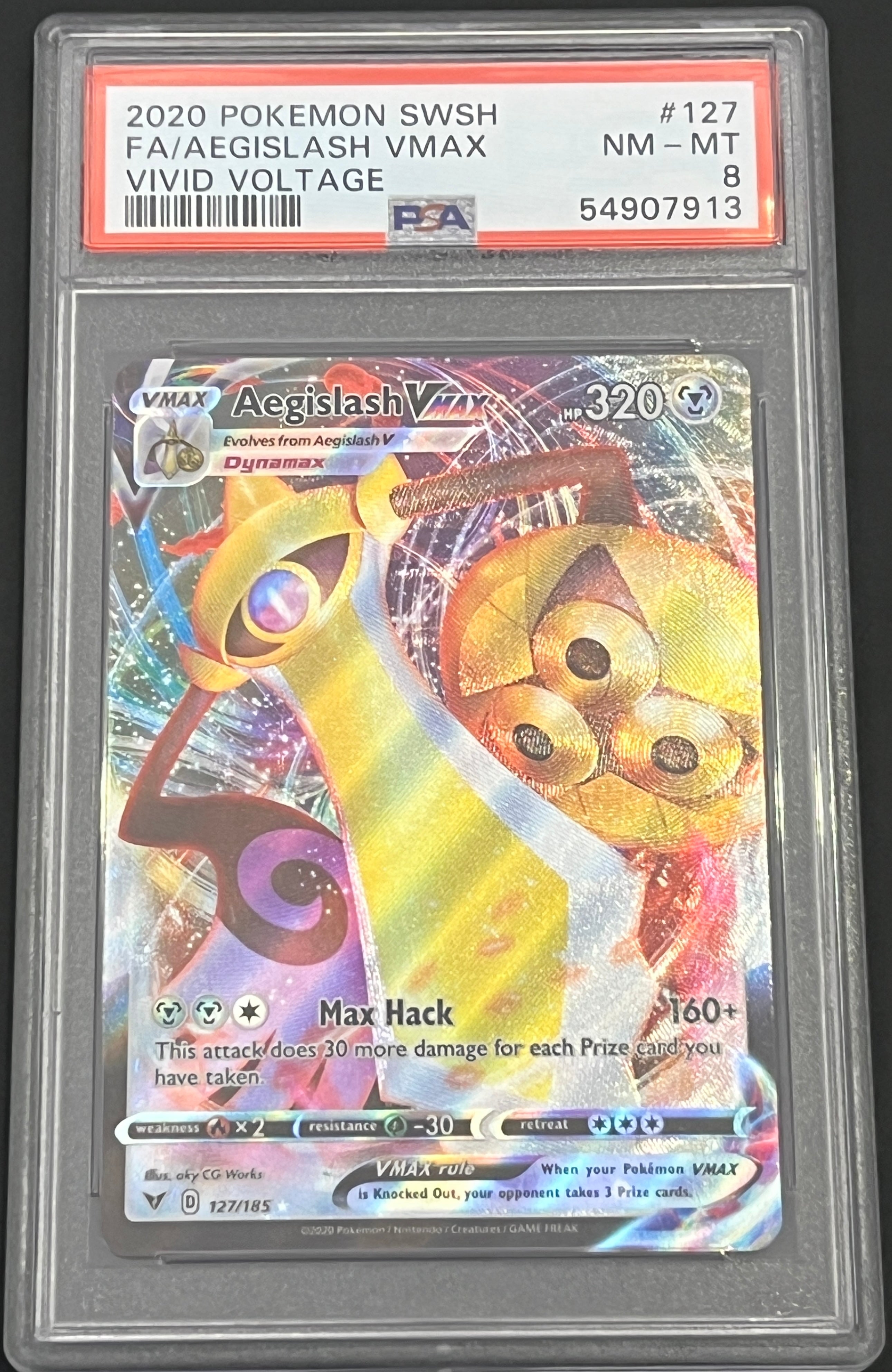 Aegislash VMAX 127 Vivid Voltage (2020) PSA NM 8  Camel Comics