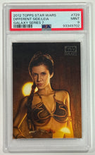 Load image into Gallery viewer, 2012 Topps Star Wars A Different Side of Leia #729 Galaxy Series 7 PSA 9 Mint
