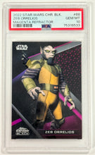Load image into Gallery viewer, 2022 Star Wars Chrome Black Zeb Orrelios #68 Magenta Refractor numbered 9/10 PSA 10 Gem Mint
