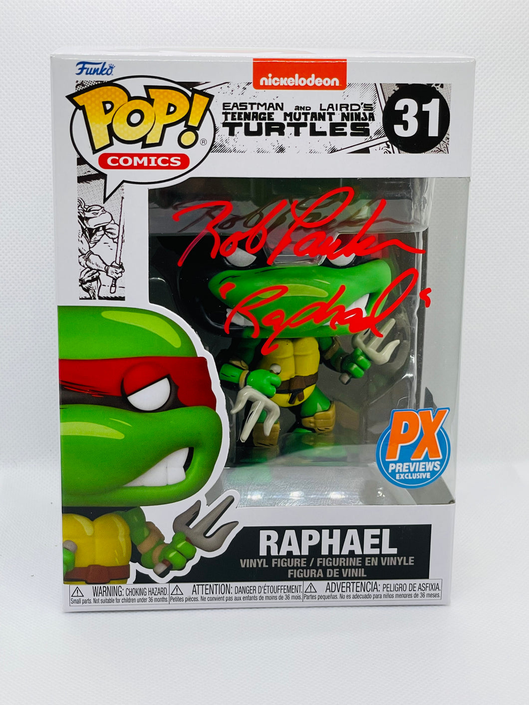 Raphael 31 Teenage Mutant Ninja Turtles PX Previews exclusive Funko Pop signed by Rob Paulsen with inscription 