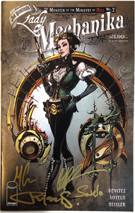 Lady Mechanika : The Monster of the Ministry of Hell #2 signed by Joe Benitez, M M Chen, Beth Sotelo & Peter Steigerwald