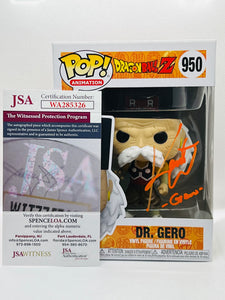 Dr. Gero 950 Dragon Ball Z funko Pop signed by Kent Williams (JSA CoA)