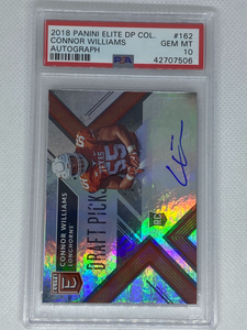 Connor Williams Autographed 2018 Panini Elite Draft Picks - PSA Graded Gem Mint 10