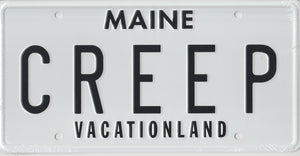 Creep License plate (Movie prop replica) as seen on the 1940's Dodge Delivery truck in the 1987 movie Creepshow 2