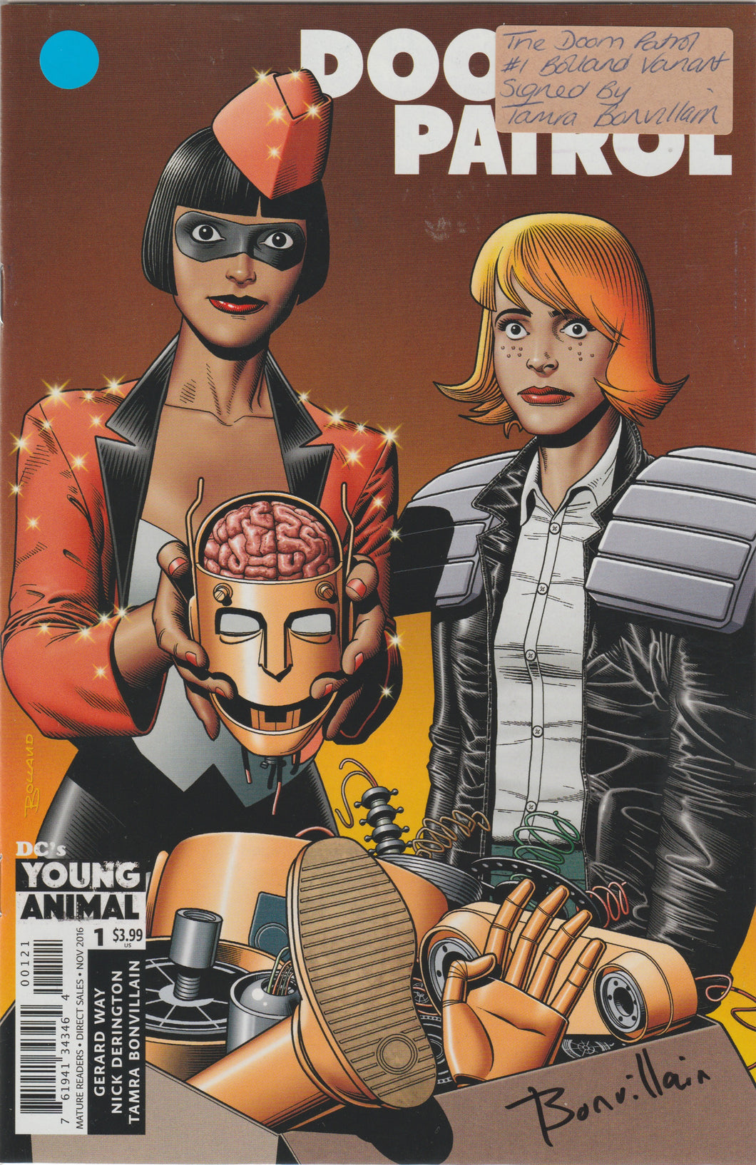 Doom Patrol 1 (Bolland variant) signed by Tamra Bonvillain