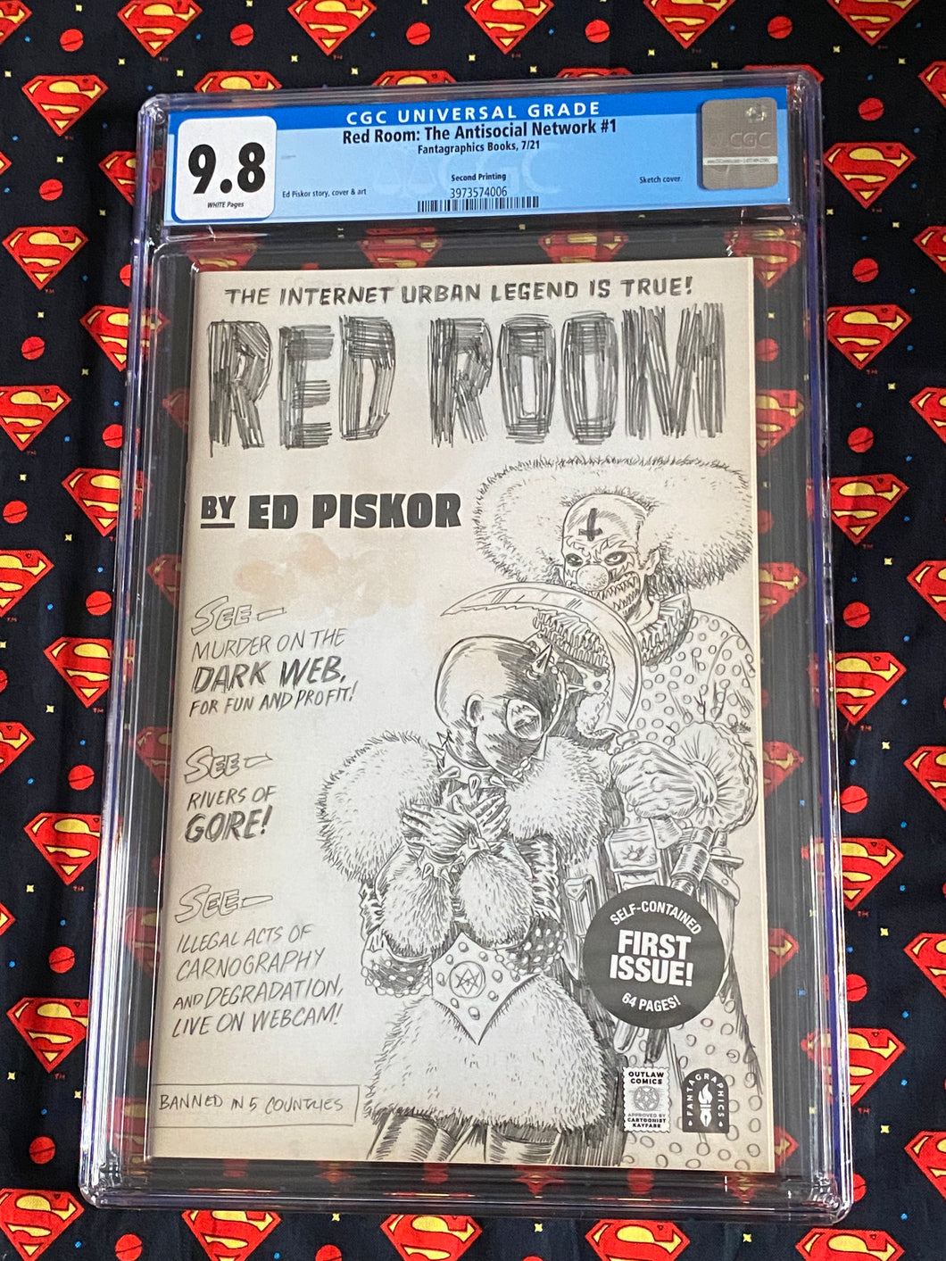 CGC 9.8 - Red Room  #1 - 2nd Print Sketch Variant - Ed Piskor - Fantagraphic