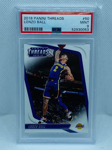 2018-19 Panini Threads Basketball Lonzo Ball Los Angeles Lakers PSA 9