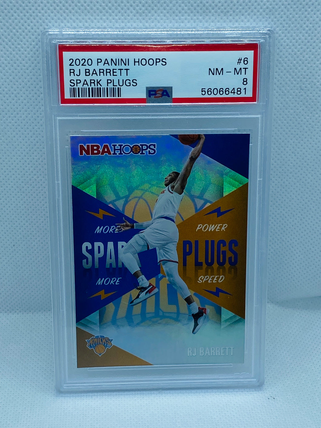 2020-21 Panini Hoops RJ Barrett #6 Spark Plugs PSA 8