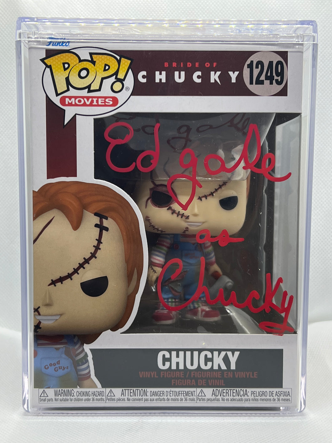 Chucky 1249 Bride of Chucky Funko Pop signed by Ed Gale the actor who played Chucky