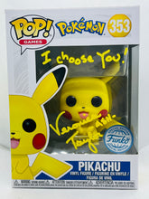 Load image into Gallery viewer, Pikachu 353 Pokemon signed by Veronica Taylor with quote
