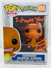 Load image into Gallery viewer, Charmander 455 Pokemon signed by Veronica Taylor with quote
