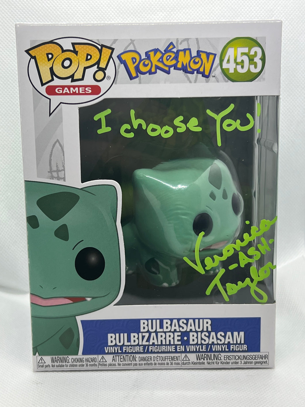 Bulbasaur 453 Pokemon signed by Veronica Taylor with quote