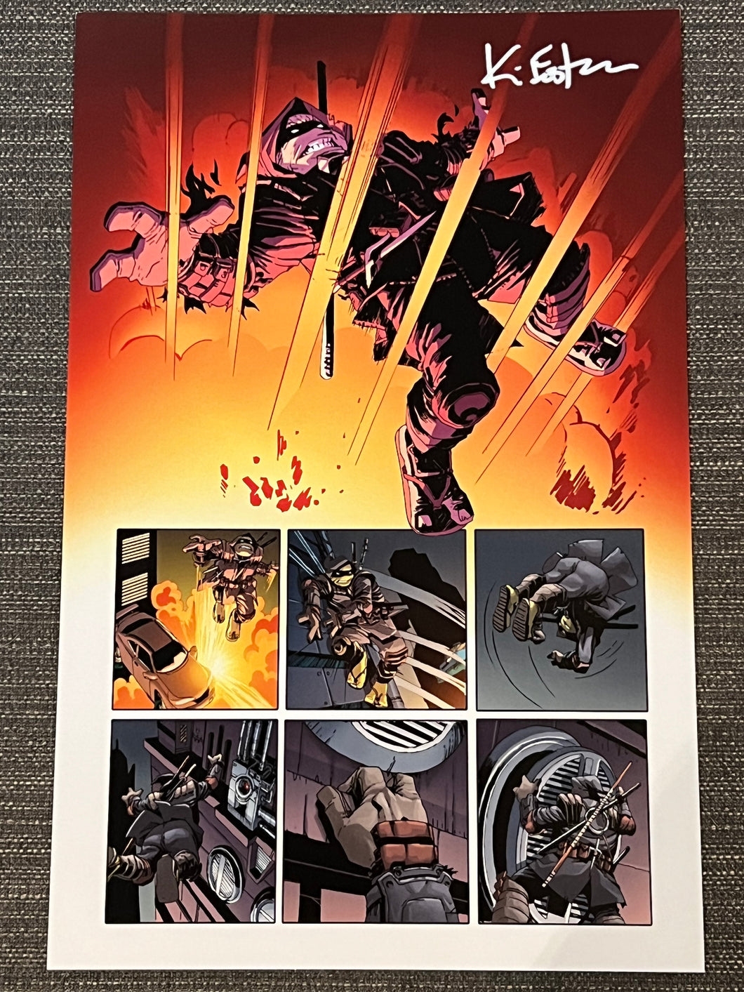 TMNT Last Ronin Explosion Panels 11x17 Art Print Signed by Kevin Eastman