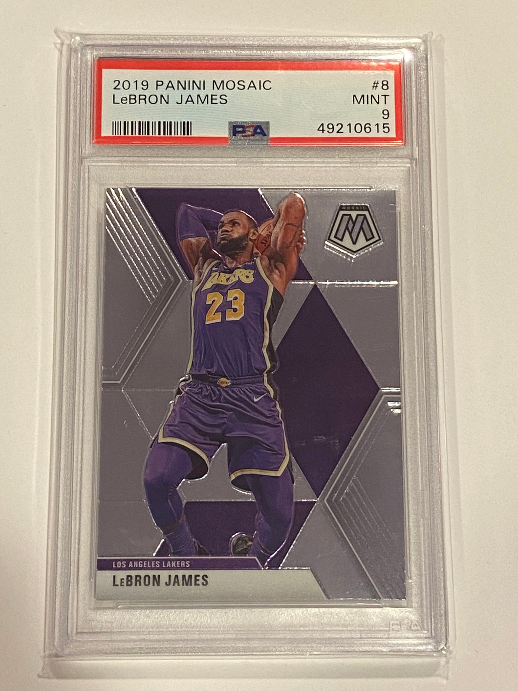2019-20 Panini Mosaic #8 Lebron James PSA 9 Mint Los Angeles Lakers