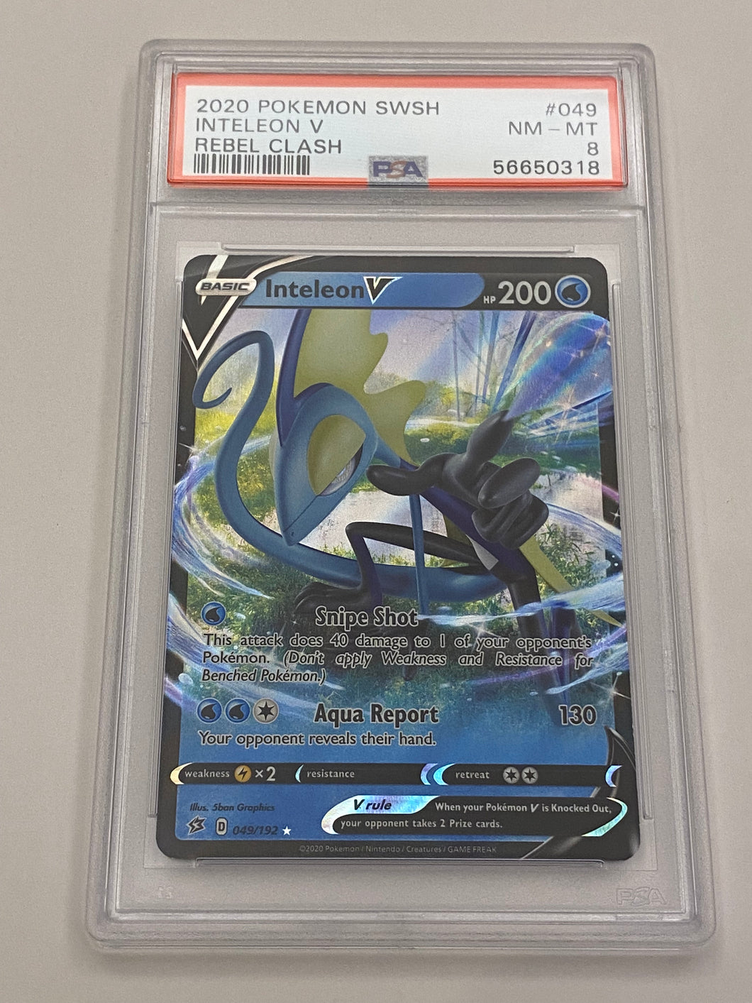 Pokémon TCG Inteleon V Rebel Clash 049/192 Holo Ultra Rare PSA 8 NM-MT