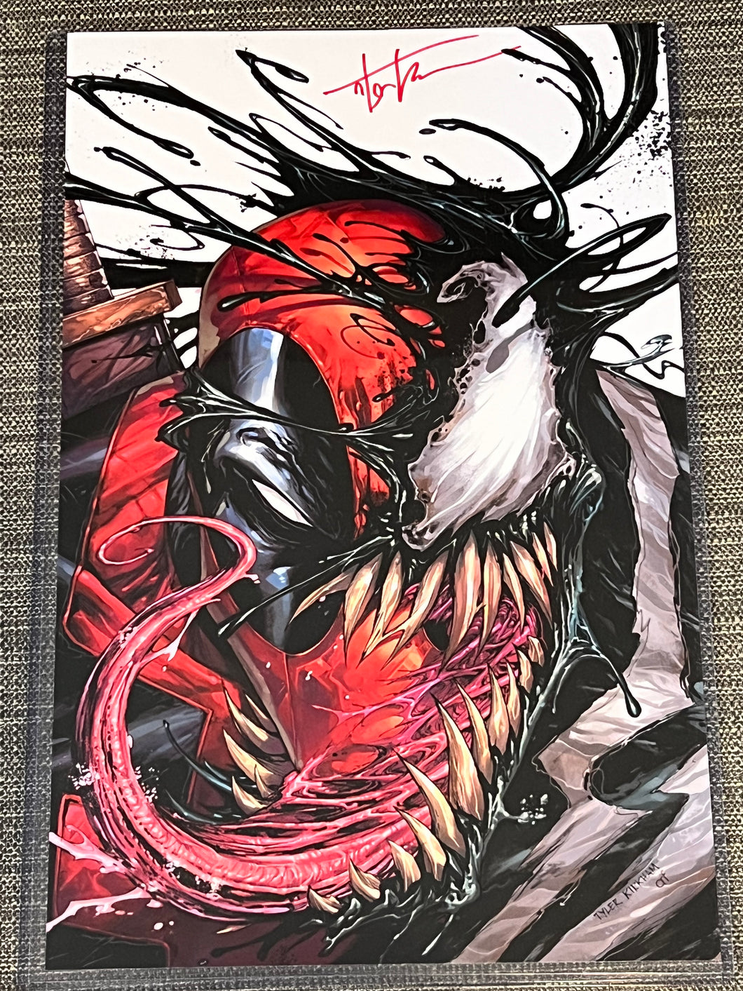 Venomized Deadpool 11x17 Art Print signed by Tyler Kirkham