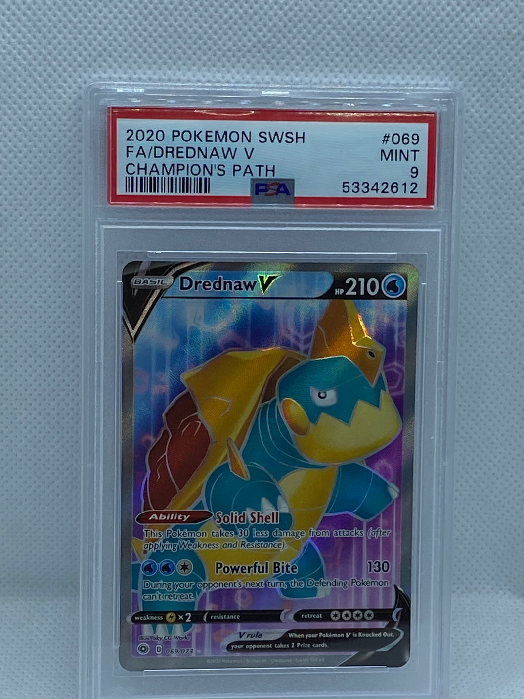 2020 Pokemon Sword & Shield Champion's Path 69/73 Full Art Drednaw V [PSA 9]